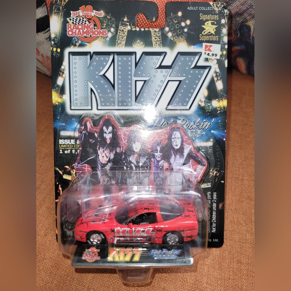 Vintage Kiss Red Die-Cast Rock Band Race Car Toy